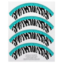 Zebra Print and Turquoise Lace Cupcake Wrappers Letterhead Design