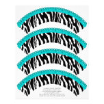 Zebra Print and Turquoise Lace Cupcake Wrappers Letterhead Design