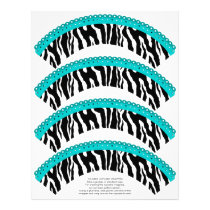 Zebra Print and Turquoise Lace Cupcake Wrappers letterhead