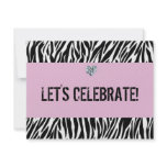zebra print any age; birthday personalized invite
