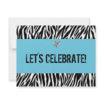zebra print any age; birthday invitations