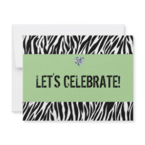 zebra print any age; birthday custom invite
