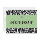 zebra print any age; birthday custom invite