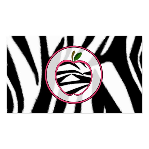 Zebra Print Apple Fashion Teacher Business Card