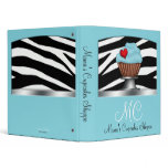 Zebra Print Aqua Blue Cupcake Pedestal Binder