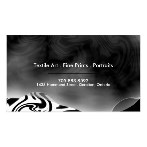 Zebra Print Artist Business Card Black & White (back side)