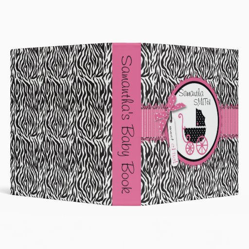 Zebra Print & Baby Carriage Baby Album Vinyl Binder Zazzle