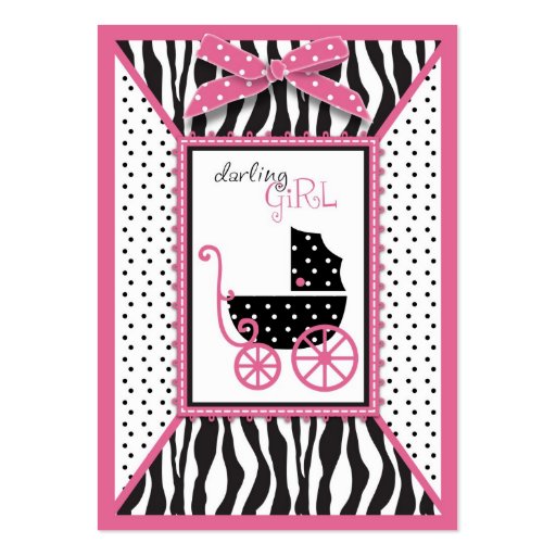 Zebra Print & Baby Carriage Baby Shower Reminder Business Cards