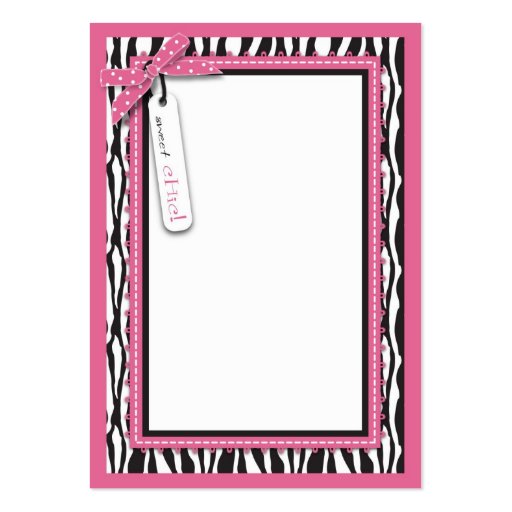 Zebra Print & Baby Carriage Gift Tag Business Card Templates (back side)