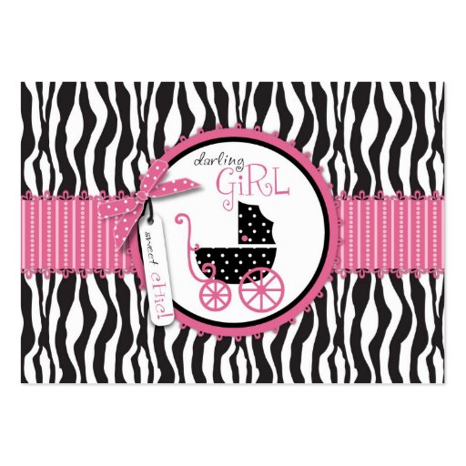 Zebra Print & Baby Carriage Gift Tag Business Cards (front side)