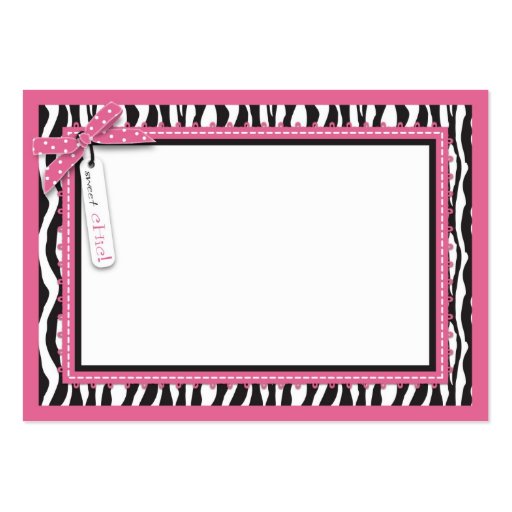 Zebra Print & Baby Carriage Gift Tag Business Cards (back side)
