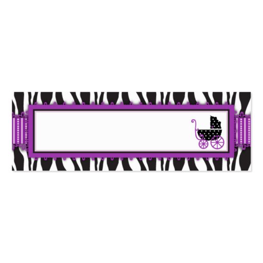 Zebra Print & Baby Carriage Thank You Gift Tag Business Card Template (back side)