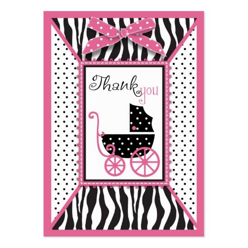 Zebra Print & Baby Carriage Thank You Gift Tag Business Card Templates