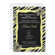 Zebra Print Baby Shower Invitation - Yellow invitation