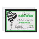 Zebra Print Balloons Green Baby Shower Invitations