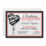 Zebra Print Balloons Pink Birthday Invitations