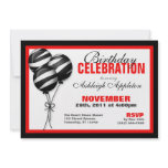 Zebra Print Balloons Red Birthday Invitations