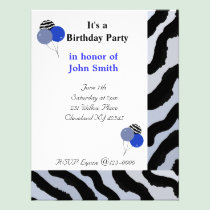 Zebra Print Birthday Invitation invitations