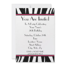 Zebra Print Birthday Party Invitation