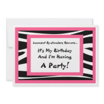 Zebra Print Birthday Party Invitation