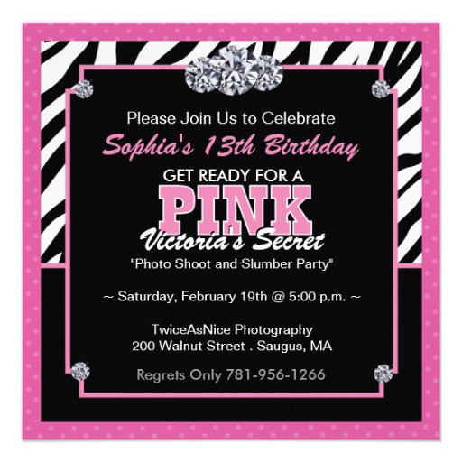Zebra Print Birthday Party Invitation (front side)