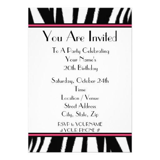 Zebra Print Birthday Party Invitation