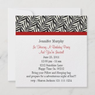 Zebra Print Birthday Party Invitations zazzle_invitation