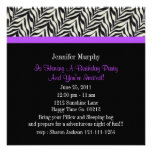 Zebra Print Birthday Party Invitations