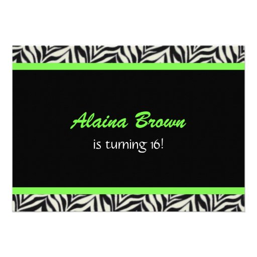 Zebra Print Birthday Party Invitations