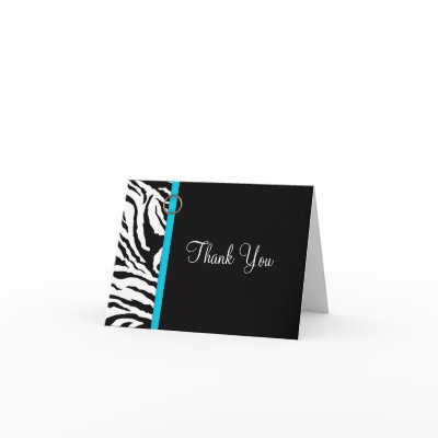 Zebra Print {Blue} Blank Thank You Card