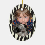Zebra Print Border Frame Christmas Ornament