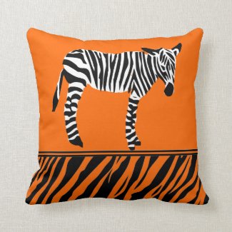 zebra print bright orange cushion pillows