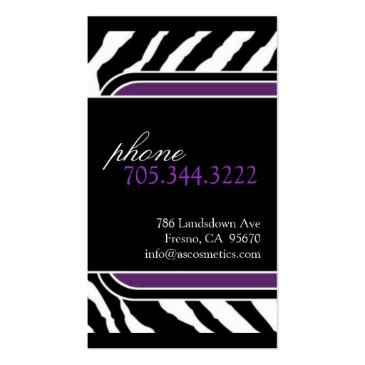 Zebra Print  Business Card (back side)