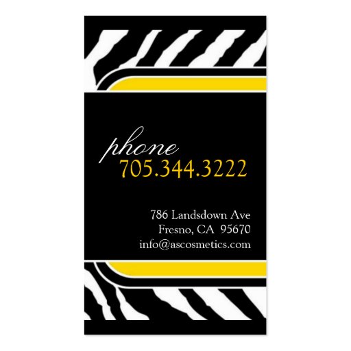 Zebra Print  Business Card (back side)