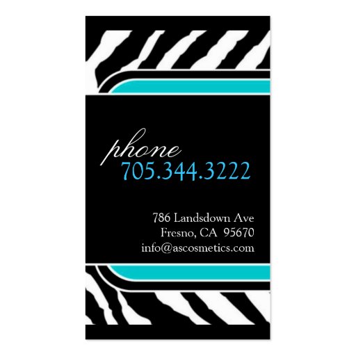 Zebra Print  Business Card (back side)