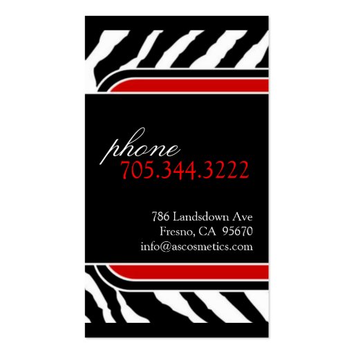 Zebra Print  Business Card (back side)