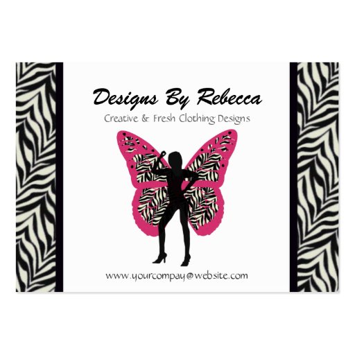 Zebra Print Butterfly Business Card (front side)