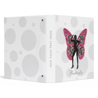 Zebra Print Butterfly Girl Binder binder