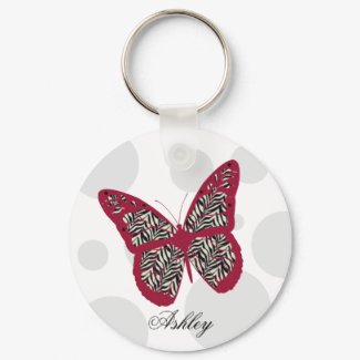 Zebra Print Butterfly keychain