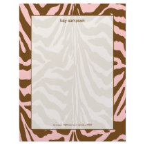 Zebra print, chocolate + pink letterhead