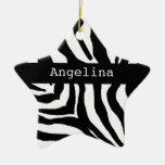 Zebra Print Christmas Personalized Name Ornament