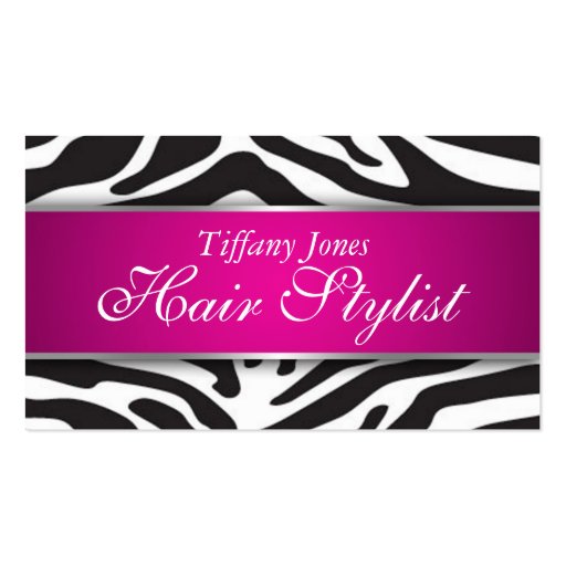 Zebra Print Cosmetology Business Card (front side)