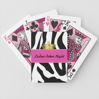 Zebra Print &amp; Crown Ladies Playing Cards