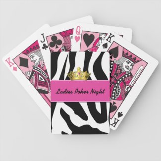 Zebra Print & Crown Ladies Playing Cards