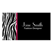 Zebra Print Fashion Designer Hair Stylist Salon Business Card Template