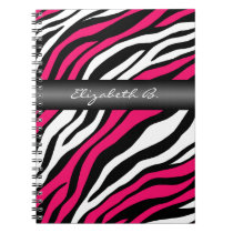 Zebra Print Fuchsia Mix Personalized Notebook