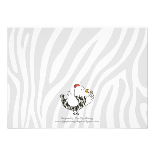 Zebra Print Funny Hen - Hens Party Bachelorette Personalized Announcement