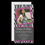 Zebra Print Graduation Photo Announcement (pink)