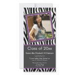 Zebra Print Graduation Photo Announcement (purple) photo cards