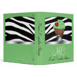 Zebra Print Green Cupcake Pedestal Binder